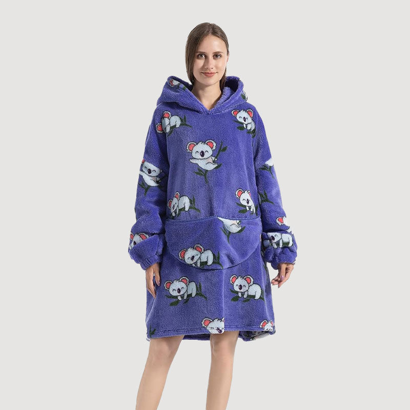 🧸 Förtjockad badrock med huva och filt