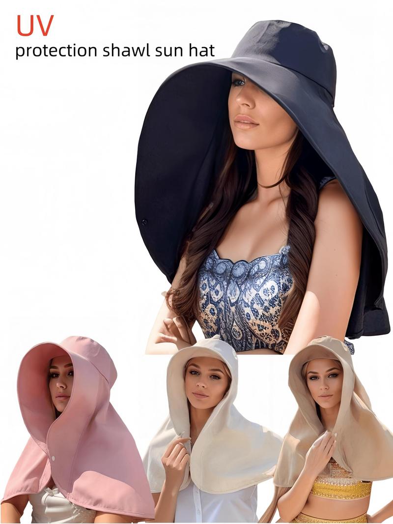 👒Helskyddande solskydd, sjal med stort brätte och solhatt👒