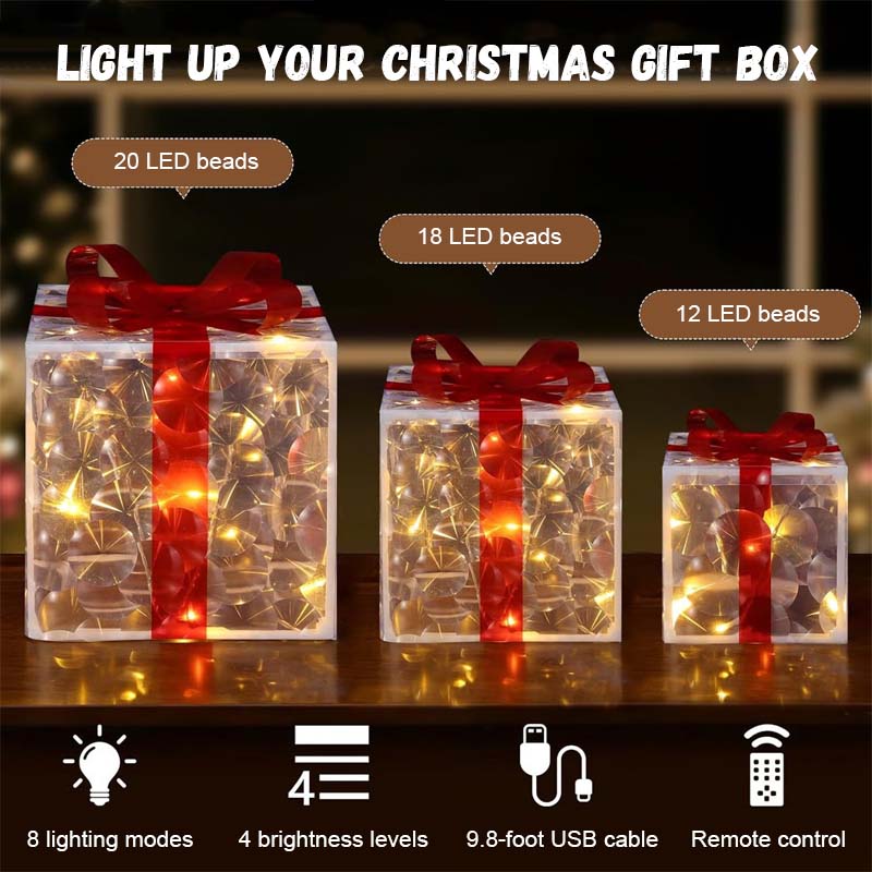 🔥Juldekoration Laserfällbar Lysande Presentask