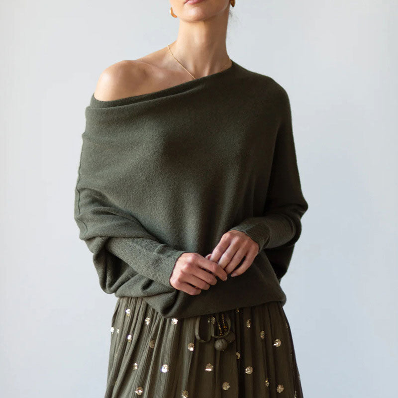 🌸Innovativa Asymmetriska Draperade Stickade Plagg