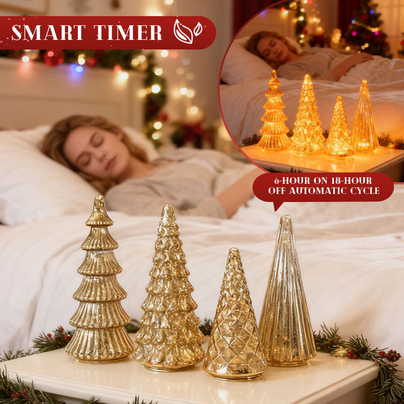 ✨ Skimrande jul – set med upplyst julgran i kvicksilverglas ✨