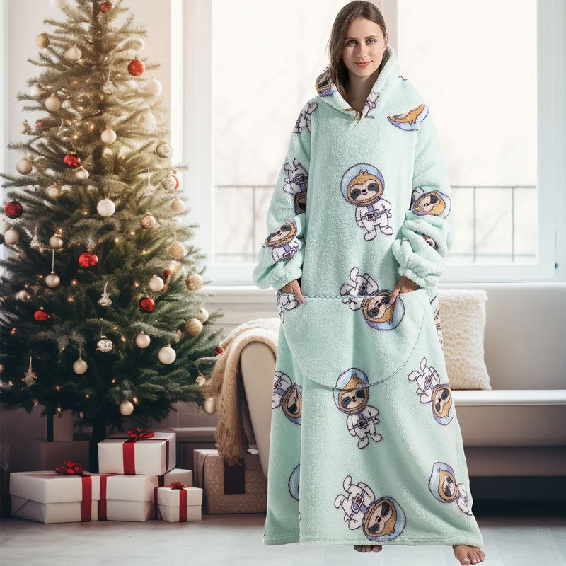 🧸 Förtjockad badrock med huva och filt