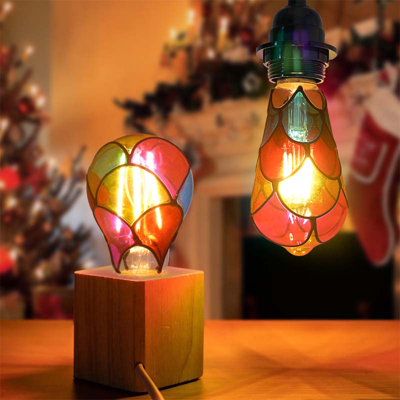 Handmålad DIY färgglad dekorativ glödlampa - festligt varmt LED-ljus💡🎨