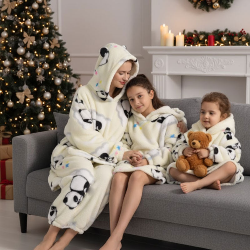 🧸 Förtjockad badrock med huva och filt