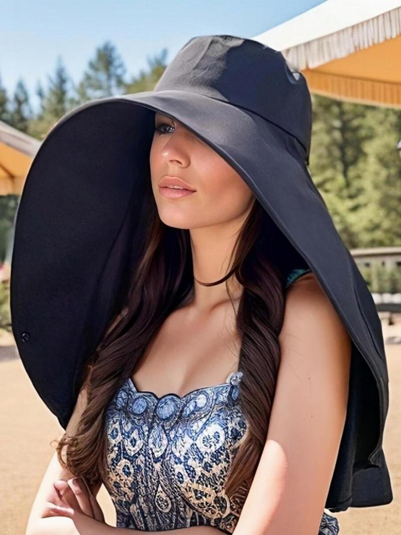 👒Helskyddande solskydd, sjal med stort brätte och solhatt👒