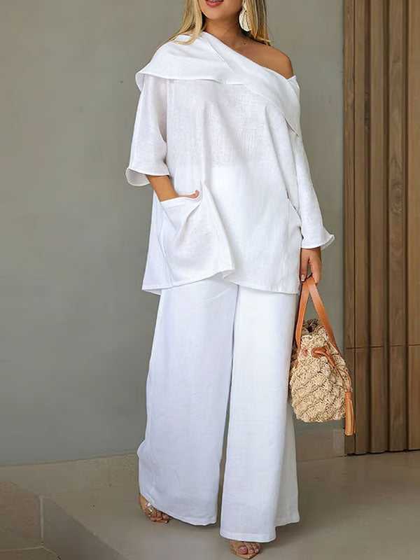 Damtopp med oregelbunden krage/Irregular Collar Ladies Top