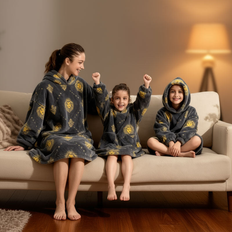 🧸 Förtjockad badrock med huva och filt