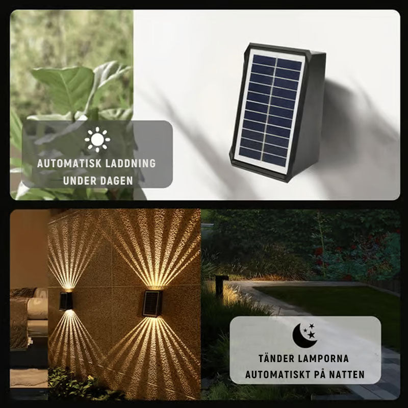 ☀️LED solcellsvägglampa utomhus vattentät
