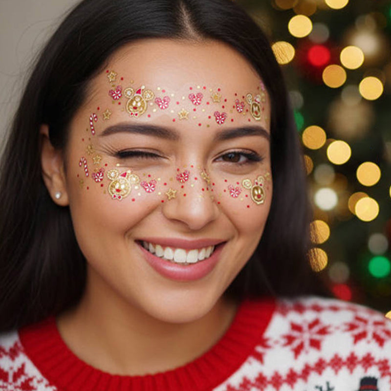 🎅 Julglitter-fräkne-tatueringsklistermärke