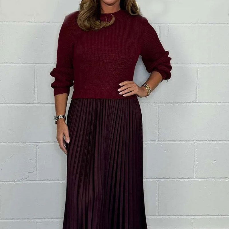 Elegant And Stylish Round Neck Pleated Dresses For Women