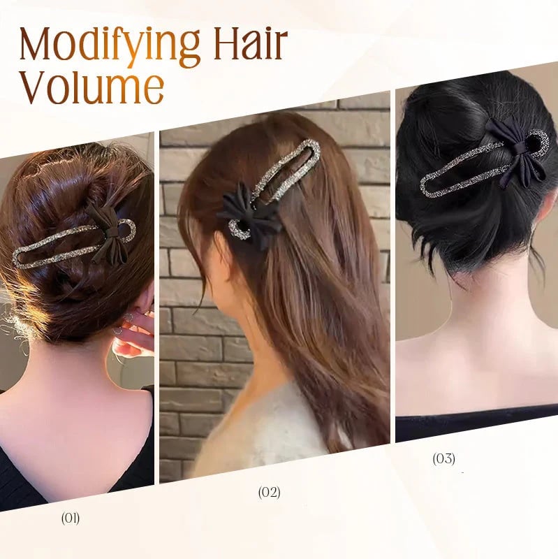 Glittrande elegant svart hårspänne med rosett