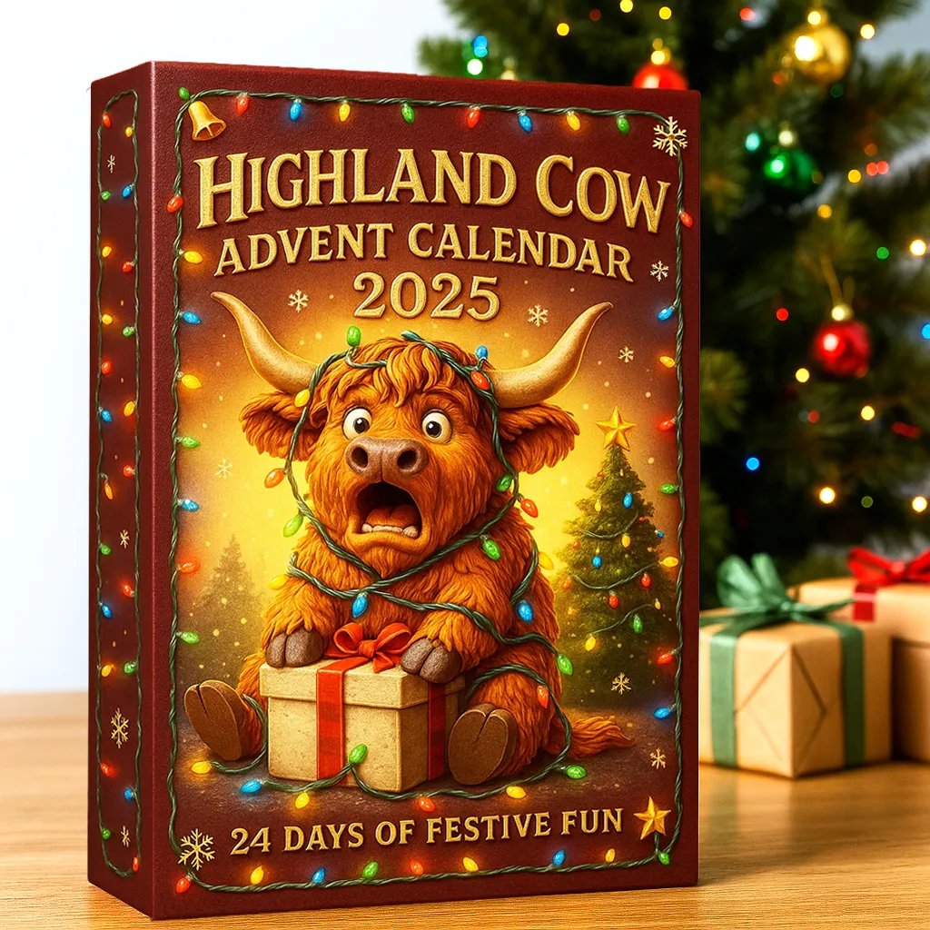 🐮Highland Cow Adventskalender 2025🎄 - 3D Handgemaakte Highland Koe Pop (24 stuks)