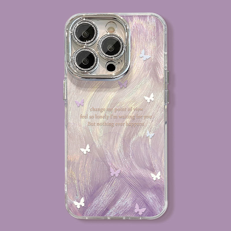 Lila Gradient Butterfly Stand Armband Telefonskal