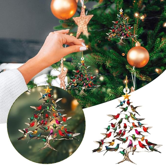 🐦🎄Hänge i akryl med simulerad fågel💠