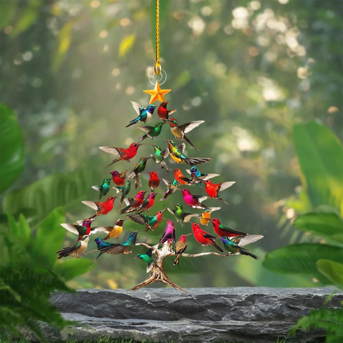 🐦🎄Hänge i akryl med simulerad fågel💠