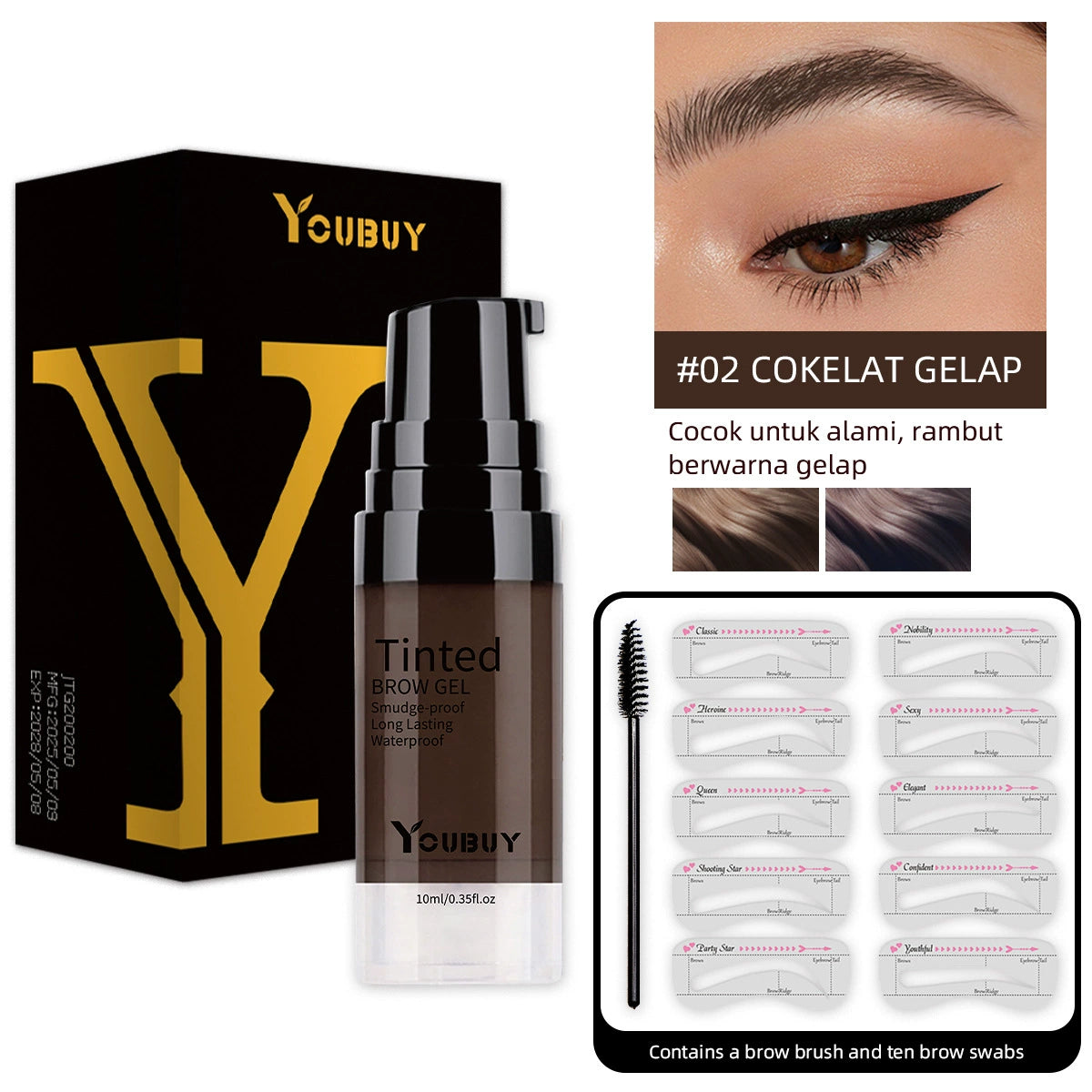 Långvarig Vattenfast Färgad Ögonbrynsgel/Long-lasting waterproof tinted eyebrow gel