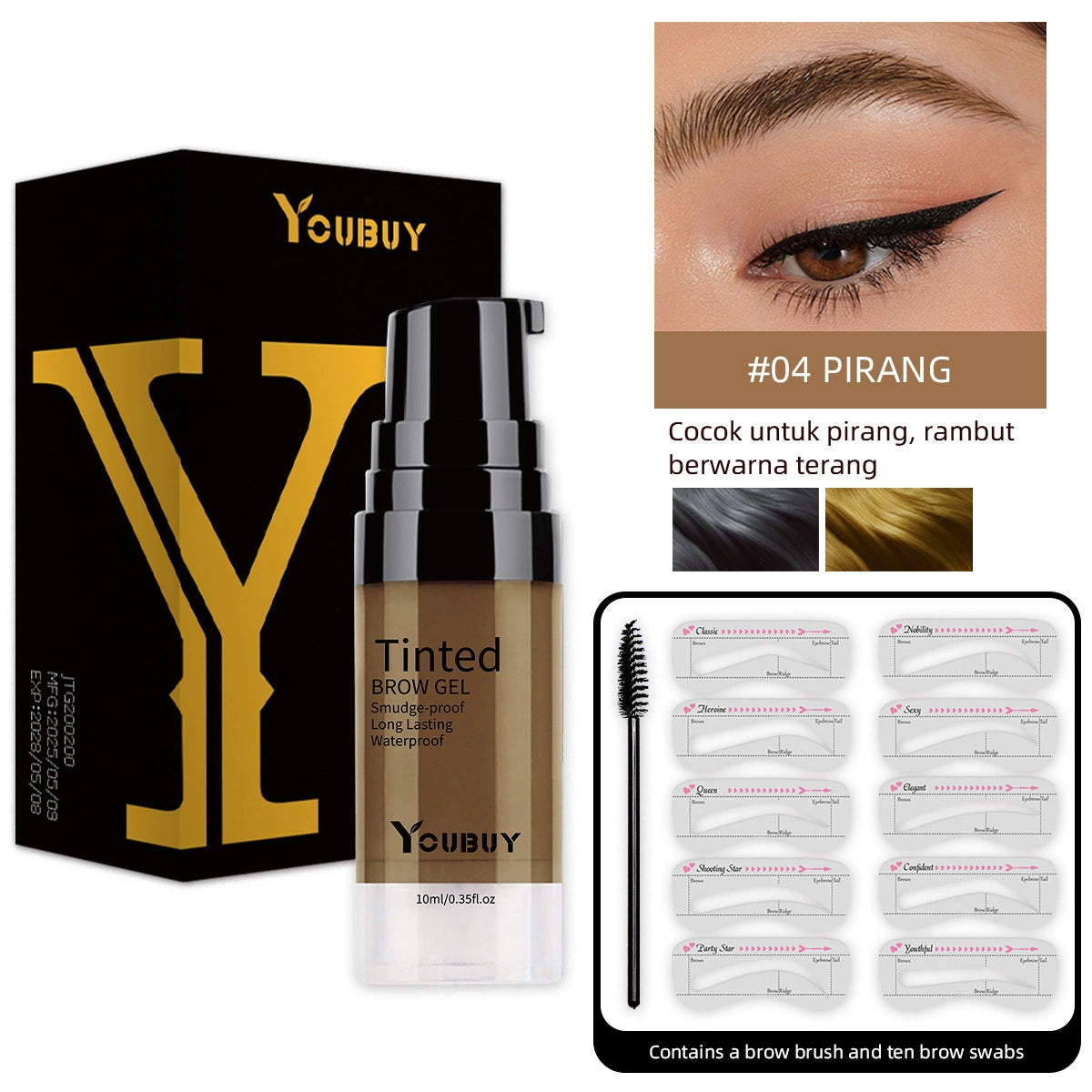 Långvarig Vattenfast Färgad Ögonbrynsgel/Long-lasting waterproof tinted eyebrow gel