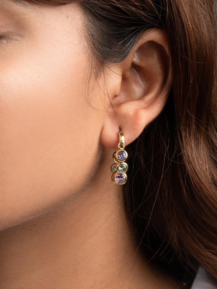 Örhängen med runda diamanter(Flera färger)