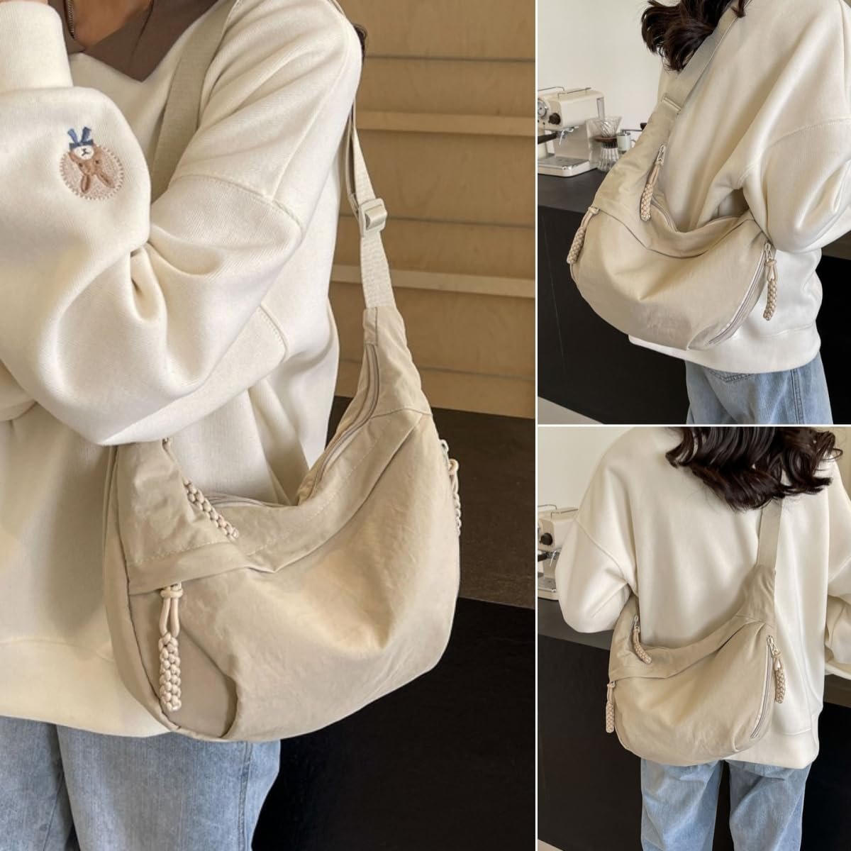 🔥Modern axelremsväska i nylon i enfärgad design🔥