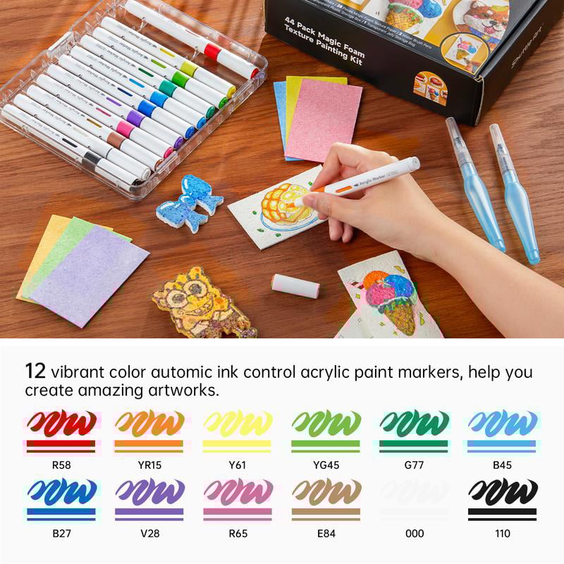 😃 Bra idé för sommaraktiviteter! - Kit för målning av textur av magiskt 3D-skum 🎨✨