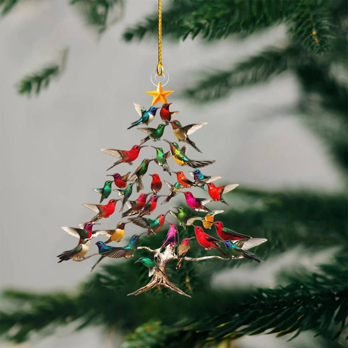 🐦🎄Hänge i akryl med simulerad fågel💠