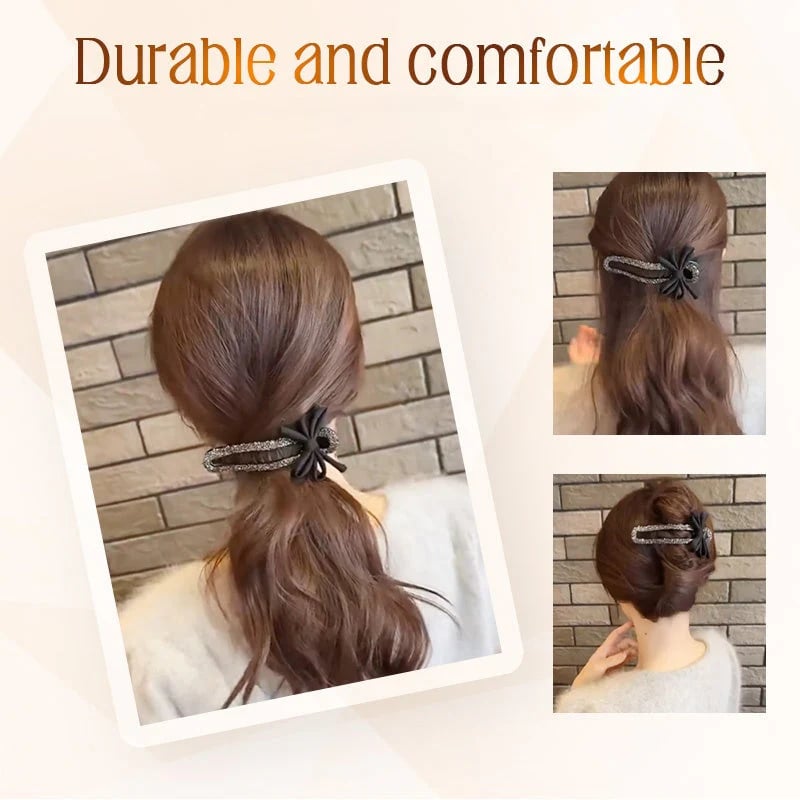 Glittrande elegant svart hårspänne med rosett