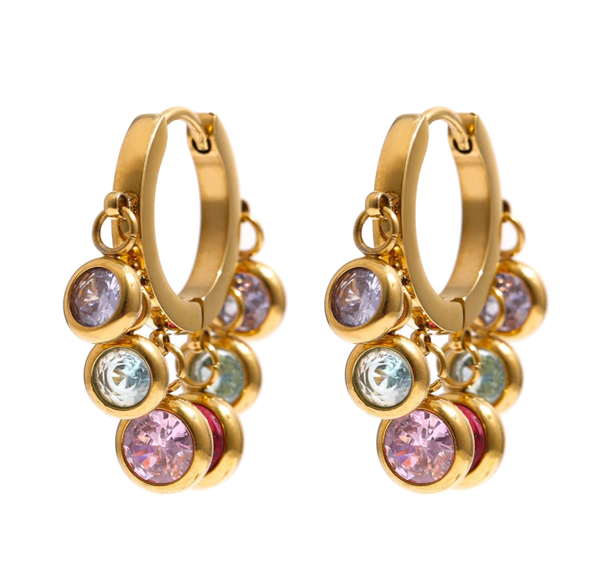 Örhängen med runda diamanter(Flera färger)